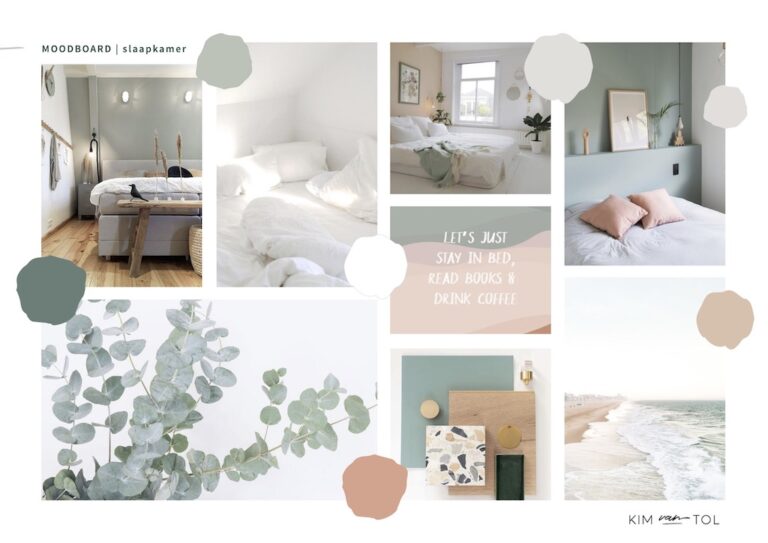 Moodboard voor slaapkamer gemaakt voor interieurstyling in Amsterdam