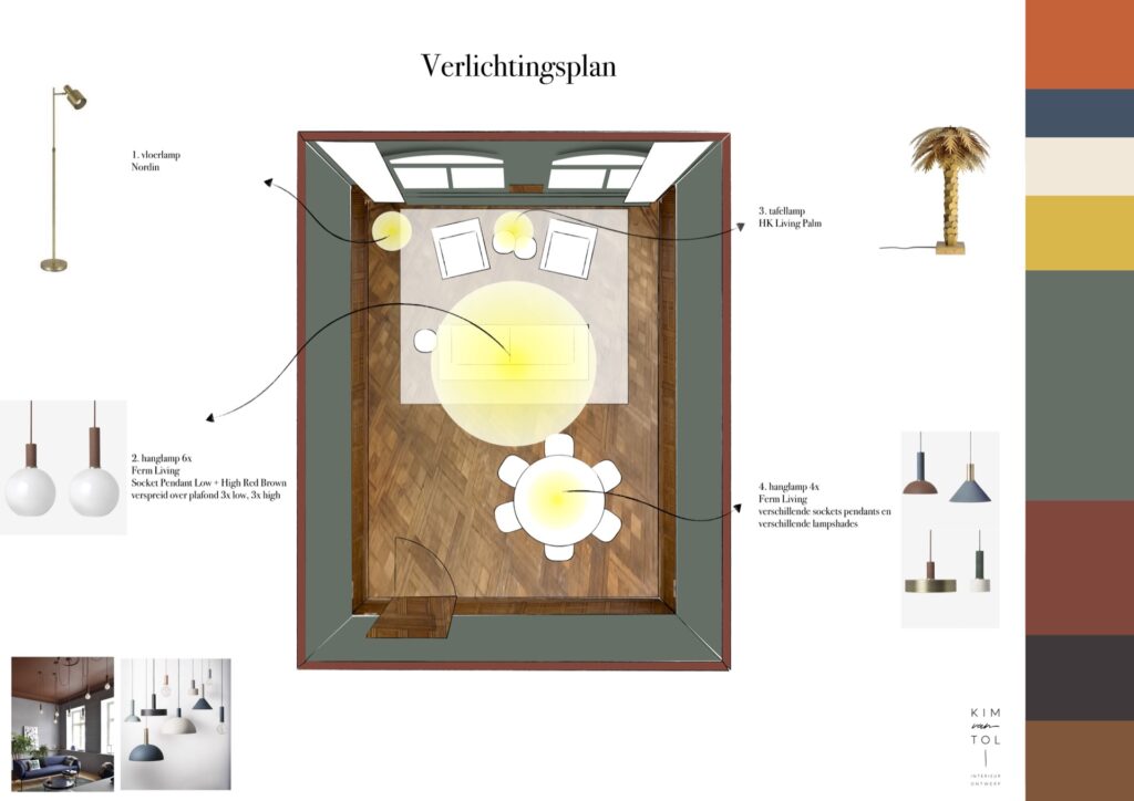 Lampen en armaturen uitgezocht voor vergaderruimte in Rotterdam tijdens interieuradvies