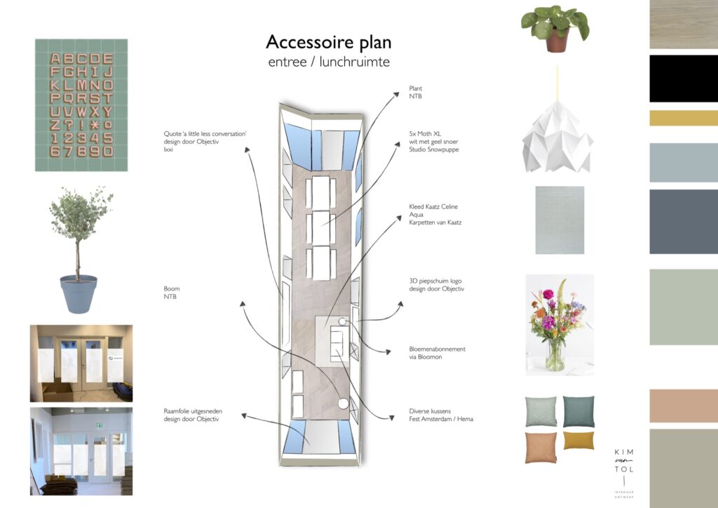 Accessoires voor lunchruimte van kantoor in Utrecht gemaakt voor interieurontwerp Dordrecht