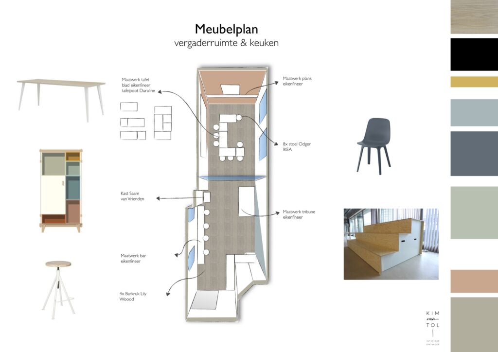 Meubels voor vergaderruimte van kantoor in Utrecht gemaakt voor interieurontwerp Dordrecht