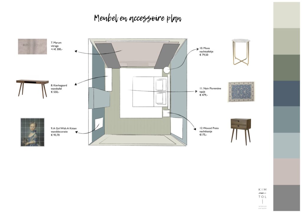 Meubels en accessoires in slaapkamer in Gouda uitgezocht tijdens interieurstyling