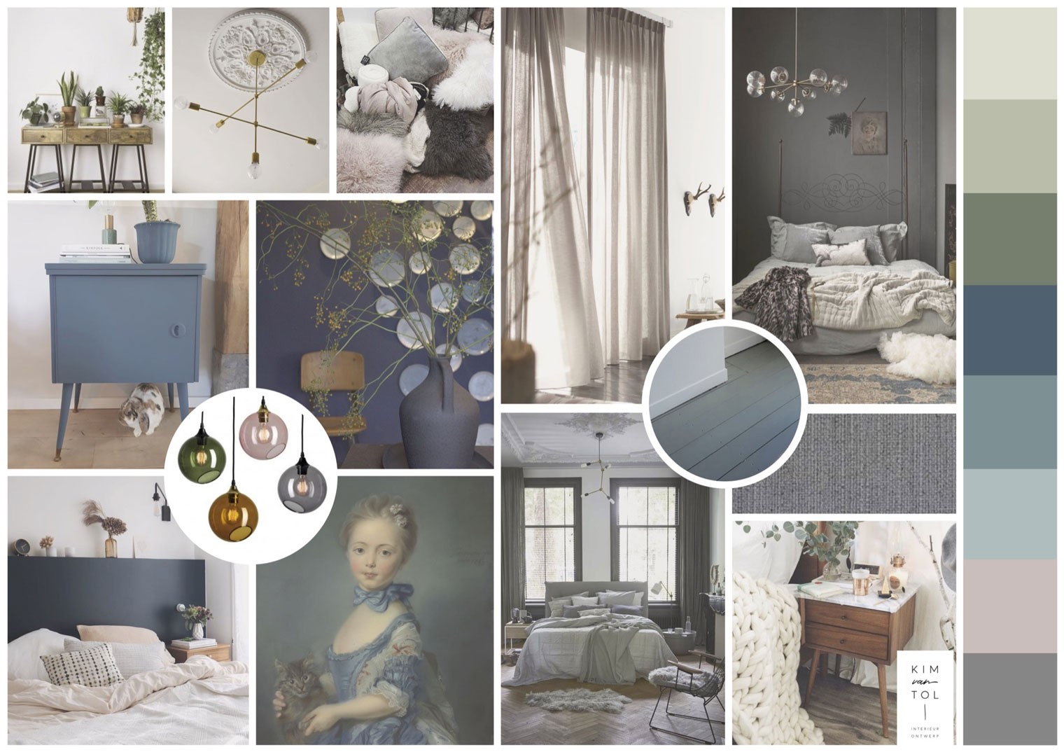 Moodboard van slaapkamer in Gouda gemaakt tijdens interieurstyling