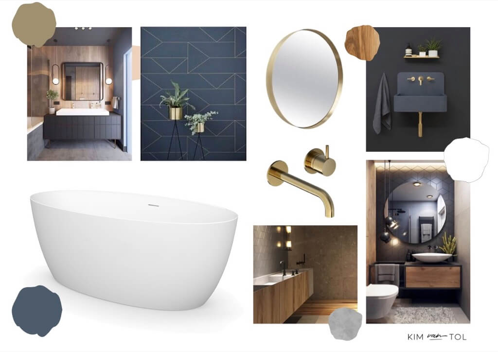 Moodboard gemaakt door interieurstylist tijdens interieuradvies in Hendrik Ido Ambacht voor badkamer