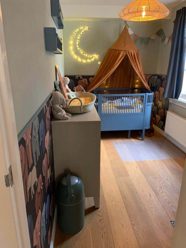 Resultaat van het interieurontwerp dat ik maakte van een babykamer in Amsterdam
